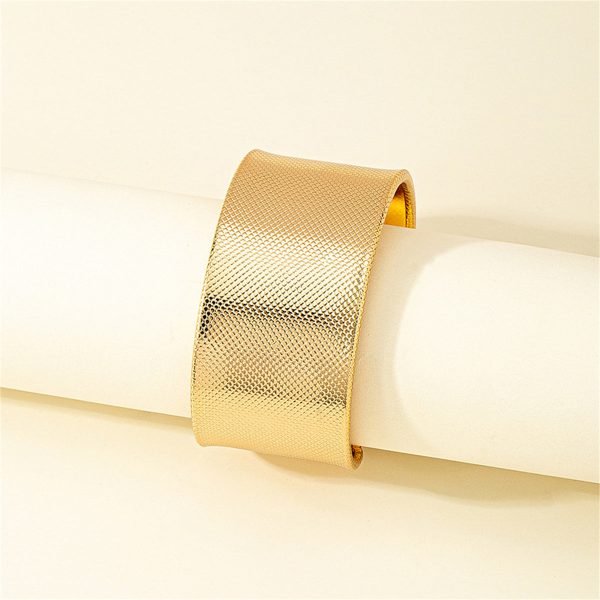 18K Gold-Plated Textured Cuff Bracelet For Sale