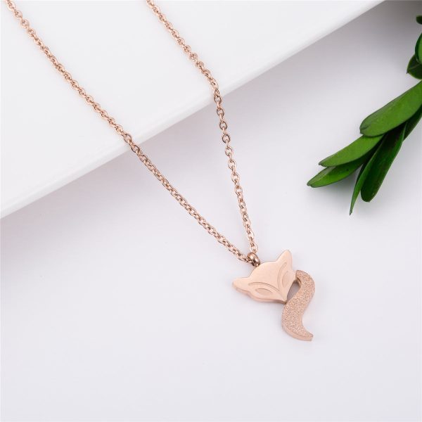 18K Rose Gold-Plated Frosted Fox Pendant Necklace Discount