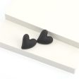 Black Acrylic & Silve-Plated Heart Stud Earrings Supply