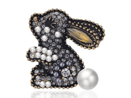 Gemstone & 18k Gold-Plated Rabbit Brooch Hot on Sale