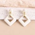 Beige Enamel & 18K Gold-Plated Open Rhombus Drop Earrings on Sale