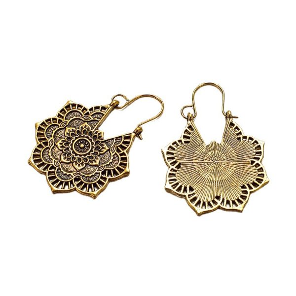 18K Gold-Plated Openwork Flower Drop Earrings Discount