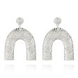 Silver-Plated Pebbled Arc Drop Earrings For Discount