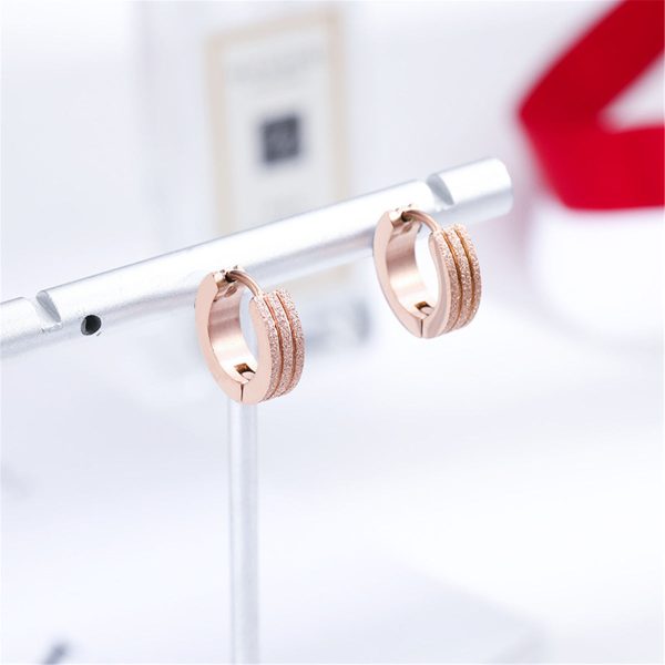 18K Rose Gold-Plated Frosted Huggie Earring Discount