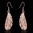 18K Rose Gold-Plated Feather Drop Earrings For Sale