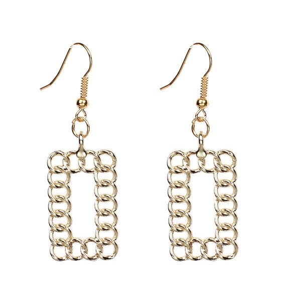 18K Gold-Plated Open Figaro Rectangle Drop Earrings Online now