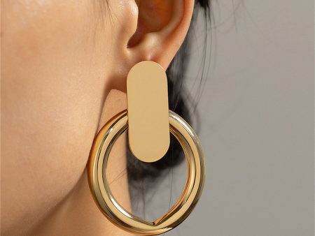 18K Gold-Plated Tube Circle Drop Hoop Earrings Online