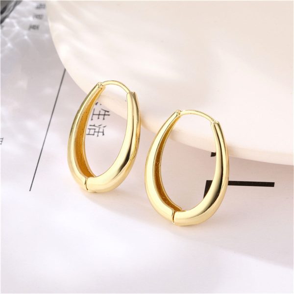 18K Gold-Plated Oval Hoop Earrings Cheap