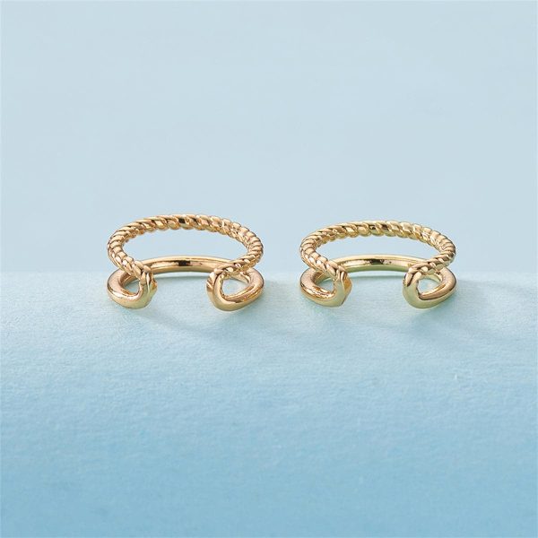 18K Gold-Plated Half Twine Layered Ear Cuffs Hot on Sale