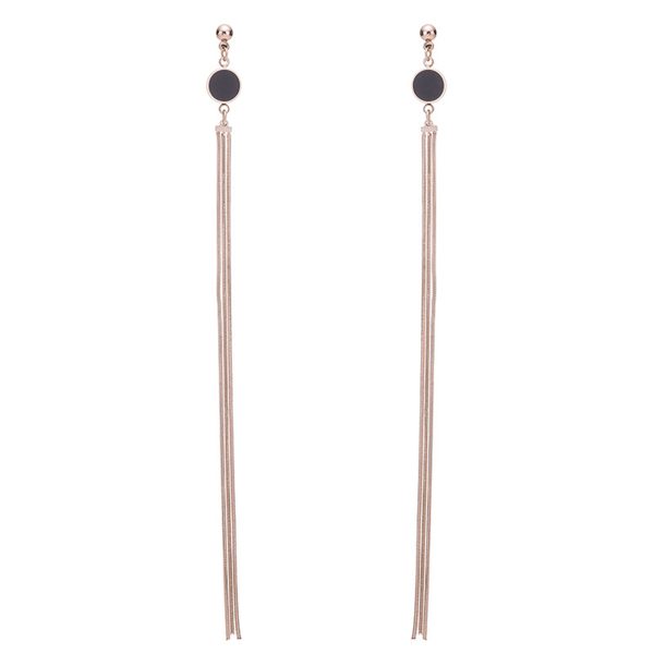 Black Acrylic & 18K Rose Gold-Plated Long Tassel Drop Earrings Fashion