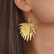 18K Gold-Plated Palm Leaf Drop Earrings For Discount