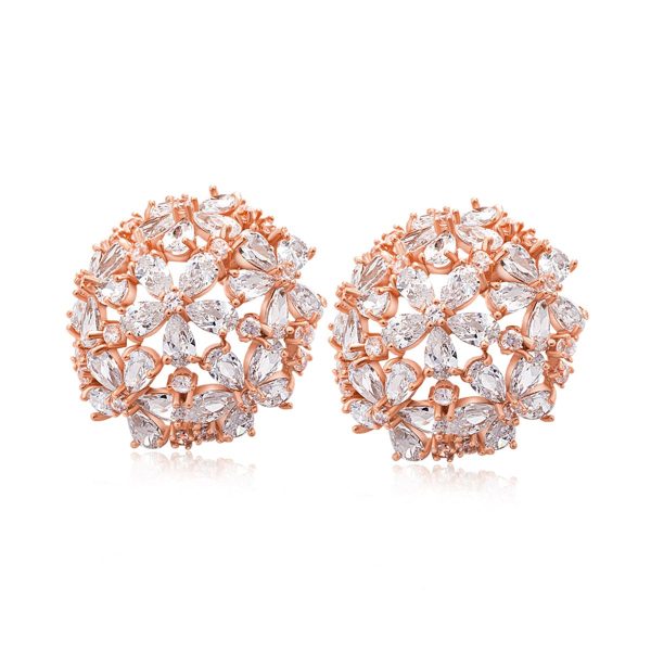 18K Rose Gold-Plated & Cubic Zirconia Hollow Clover Group Stud Earrings Discount