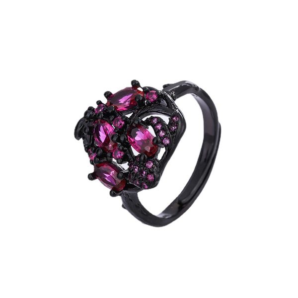 Violet Crystal & Violet Cubic Zirconia Cluster Adjustable Ring Cheap