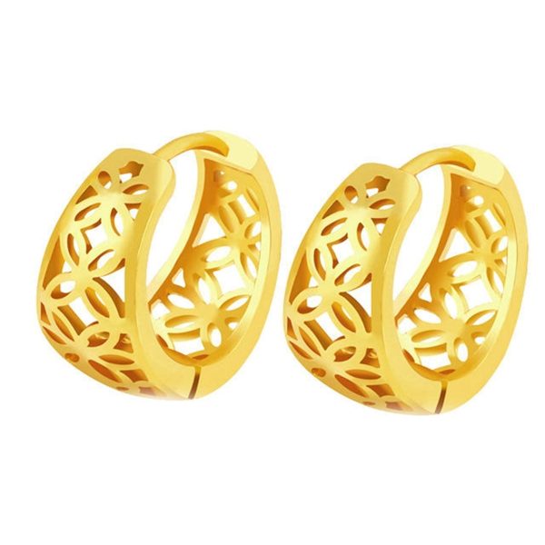 18K Gold-Plated Openwork Huggie Earrings Supply