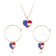 18K Gold-Plated American Flag Heart Necklace & Earring Set For Cheap