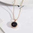 Black Quartz & Cubic Zirconia Halo Round Pendant Necklace For Discount