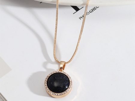 Black Quartz & Cubic Zirconia Halo Round Pendant Necklace For Discount