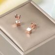 18K Rose Gold-Plated Cube Stud Earrings Supply