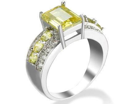 Yellow Cubic Zirconia & Crystal Ring Cheap