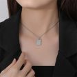 Silver-Plated Checkerboard Rectangle Pendant Necklace Sale