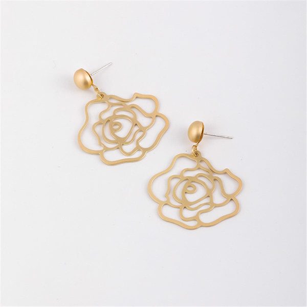 18K Gold-Plated Floral Openwork Drop Earrings Online Hot Sale