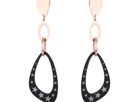 Black Acrylic & 18K Rose Gold-Plated Star Triangle Drop Earrings Cheap