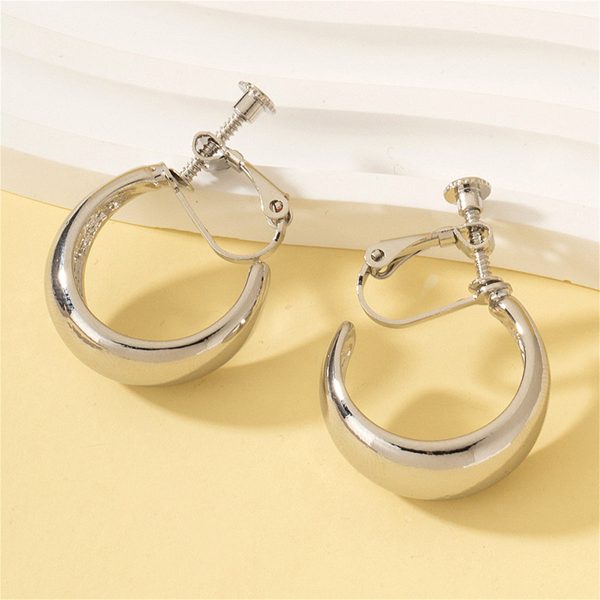 Silver-Plated Beveled Huggie Earrings Cheap