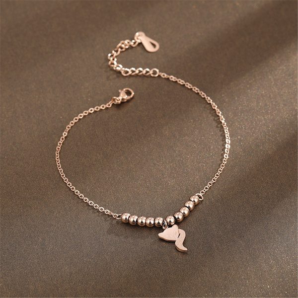 18K Rose Gold-Plated Frosted Fox Bead Anklet Fashion