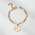 18K Gold-Plated Coin Figaro Charm Anklet For Cheap