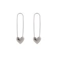 Silver-Plated Heart Pin Earrings For Sale