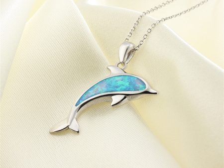 Blue Opal & Silver-Plated Dolphin Pendant Necklace Online Hot Sale