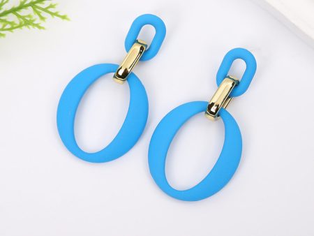 Sky Blue Enamel & 18K Gold-Plated Openwork Oval Drop Earrings Sale