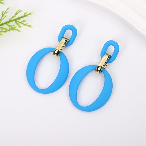 Sky Blue Enamel & 18K Gold-Plated Openwork Oval Drop Earrings Sale