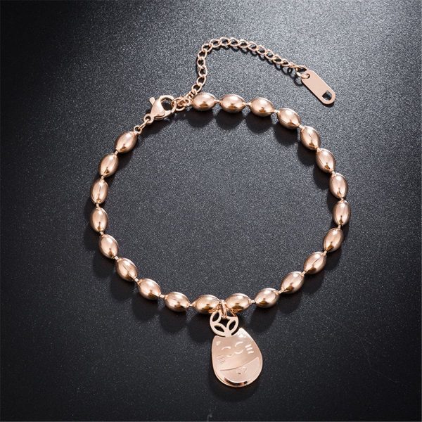 18K Rose Gold-Plated Kitty Long Bead Charm Bracelet on Sale