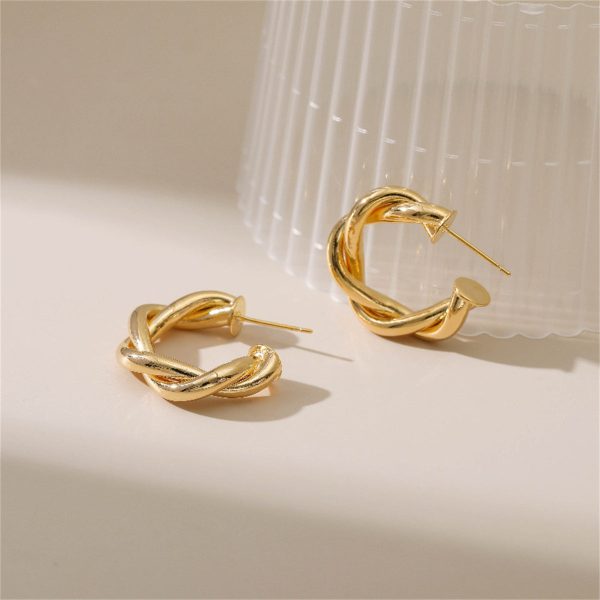 18K Gold-Plated Twine Huggie Earrings Sale