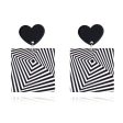 Black & White Acrylic Heart Abstract Square Drop Earrings Hot on Sale