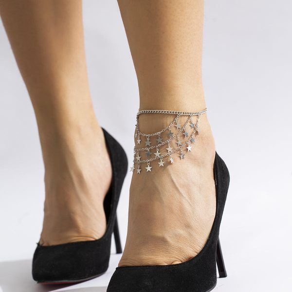 Silver-Plated Star Tassel Layered Anklet For Cheap