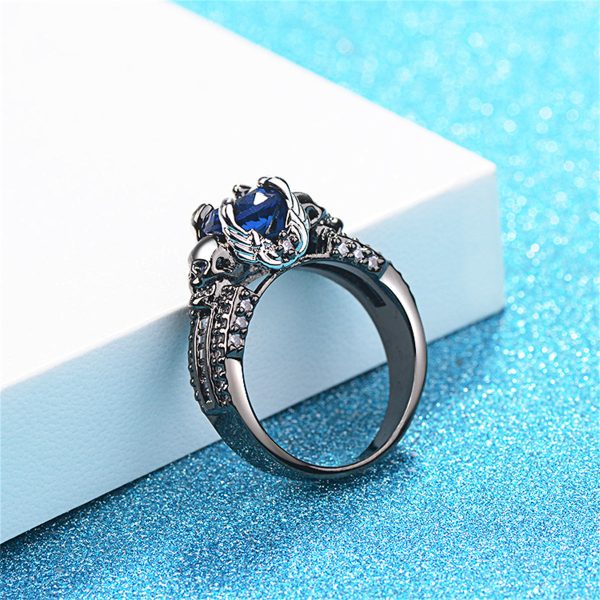 Blue Crystal & Cubic Zirconia Skull Ring Discount