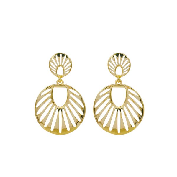 18K Gold-Plated Openwork Fan Drop Earrings Sale