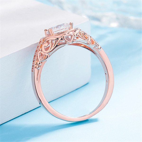 White Round Crystal & 18K Rose Gold-Plated Ring Online Hot Sale