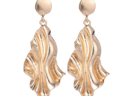 18K Gold-Plated Textured Drop Earrings For Cheap