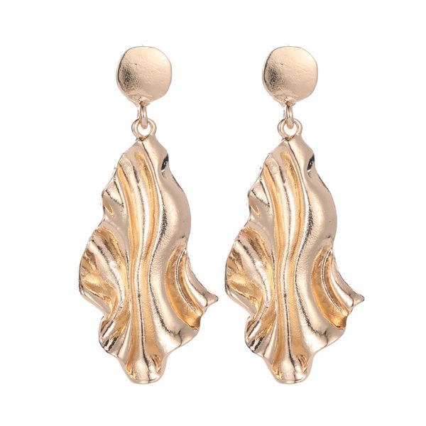 18K Gold-Plated Textured Drop Earrings For Cheap