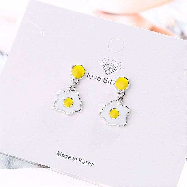 White & Yellow Poached Egg Drop Earrings Discount