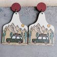 White & Beige Western Road Wood Drop Earrings For Discount