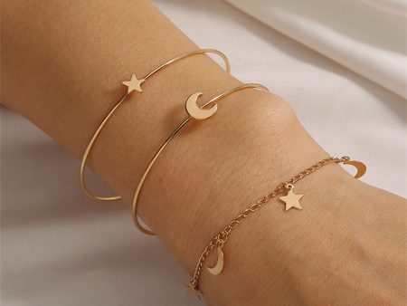 18K Gold-Plated Celestial Cuff & Bracelet Set Online Hot Sale