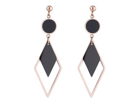 Black Acrylic & 18K Rose Gold-Plated Stacked Rhombus Drop Earrings Online