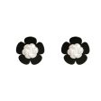 Black & White Floral Stud Earrings For Sale