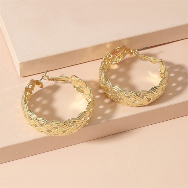 18K Gold-Plated Weaving Hoop Earrings For Discount