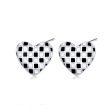 Black & White Checkerboard Heart Stud Earrings Supply