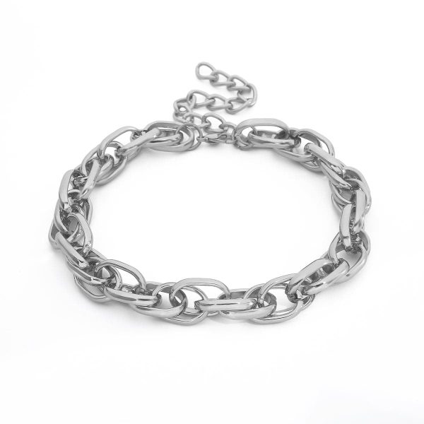 Silver-Plated Crossing Chain Choker Necklace For Cheap